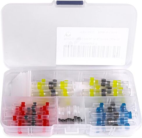 50pcs Solder Seal Wire Connectors,Marine Grade Heat Shrink Wire Connectors-Heat Shrink Butt Connectors-Butt Splice Wire Connectors for Stereo, Electrical with Corrosion and Weatherproof in Saudi Arabia