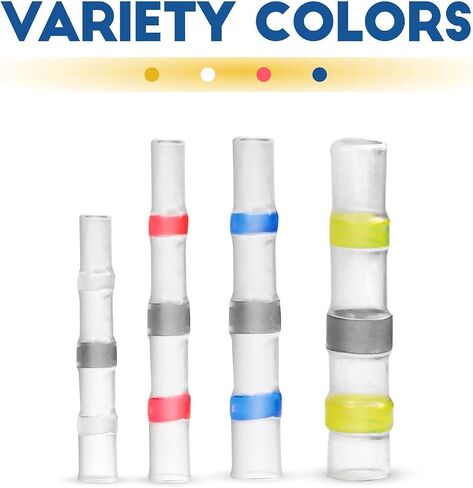 50pcs Solder Seal Wire Connectors,Marine Grade Heat Shrink Wire Connectors-Heat Shrink Butt Connectors-Butt Splice Wire Connectors for Stereo, Electrical with Corrosion and Weatherproof in Kuwait