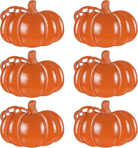 STMK Set of 6 Orange Pumpkin Napkin Rings, Halloween Napkin Rings, Harvest Orange Pumpkin Napkin Rings, Alloy Napkin Holder for Halloween Fall Thanksgiving Day Table Decoration (6, Orange) in Saudi Arabia