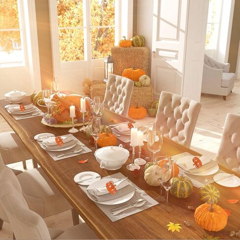 STMK Set of 6 Orange Pumpkin Napkin Rings, Halloween Napkin Rings, Harvest Orange Pumpkin Napkin Rings, Alloy Napkin Holder for Halloween Fall Thanksgiving Day Table Decoration (6, Orange) in Saudi Arabia