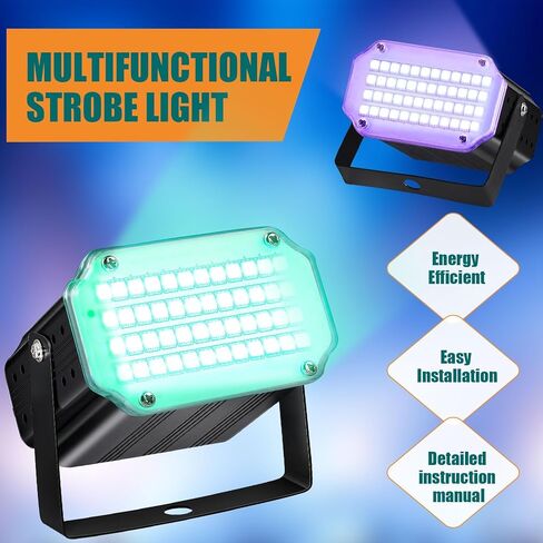 2 جهاز كمبيوتر شخصى ضوء ستروب LED للهالوين، أضواء الحفلات المنشَّطة بالصوت، ملونة، إضاءة DJ للتحكم عن بعد، أضواء النادي الساطعة المحمولة سهلة الاستخدام مع 48 مصباح LED RGB لعرض DJ ديسكو كاريوكي الرقص الزفاف in Kuwait