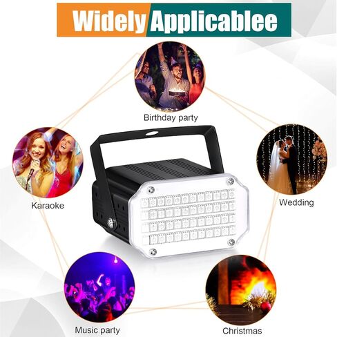 2 جهاز كمبيوتر شخصى ضوء ستروب LED للهالوين، أضواء الحفلات المنشَّطة بالصوت، ملونة، إضاءة DJ للتحكم عن بعد، أضواء النادي الساطعة المحمولة سهلة الاستخدام مع 48 مصباح LED RGB لعرض DJ ديسكو كاريوكي الرقص الزفاف in Kuwait