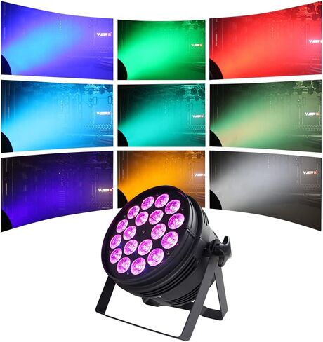 مصابيح V-Show 18X18W DJ Par Lights - إضاءة LED RGBWA UV 6in1 لحفلات الكنيسة وحفلات الزفاف والنوادي والمسارح وأداء إضاءة مسرح DJ الاحترافي in Kuwait