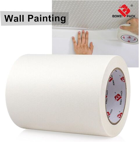 BOMEI PACK Wide Painters Tape 6 Inch, Crepe Paper General Purpose Wide White Masking Tape, 55 yds Length, Multi-Surface Adhesive Painting Tape, for Painting, DIY, Arts, Crafts, Labeling in Kuwait