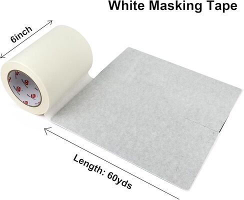 BOMEI PACK Wide Painters Tape 6 Inch, Crepe Paper General Purpose Wide White Masking Tape, 55 yds Length, Multi-Surface Adhesive Painting Tape, for Painting, DIY, Arts, Crafts, Labeling in Kuwait