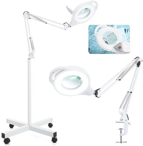 10X LED Magnifying Lamp, 2200 Lumen Super Bright Stepless Dimmable Magnifying Glass with Light, 4.2'' Real Glass Lens, Adjustable Metal Swing Arm Magnifier Lamp for Esthetician,Soldering,Sewing,Crafts in Saudi Arabia