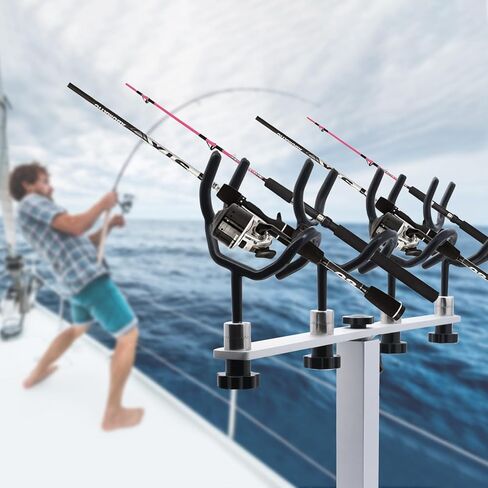 حامل قضيب صيد قابل للتعديل من كاولالي للقوارب، من الألومنيوم الصلب 4 نظام حامل قضيب كرابي مع شريط T تلسكوبي لليخوت البحرية، فضي in Kuwait