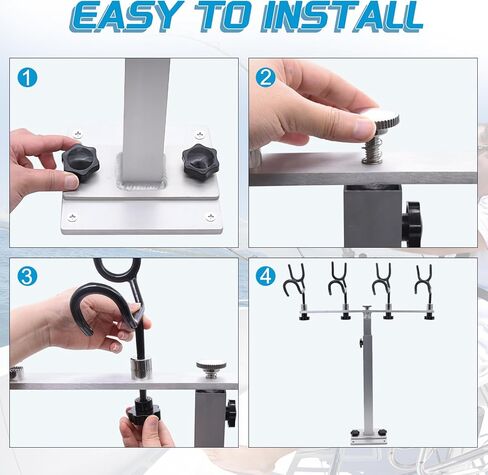 حامل قضيب صيد قابل للتعديل من كاولالي للقوارب، من الألومنيوم الصلب 4 نظام حامل قضيب كرابي مع شريط T تلسكوبي لليخوت البحرية، فضي in Kuwait