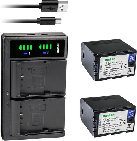 Kastar 2-Pack Battery and LTD2 USB Charger Replacement for JVC GY-HM600, GY-HM600E, GY-HM600EC, GY-HM620U, GY-HM650, GY-HM650U, GY-HM650SC, GY-HM660U, GY-HM660SC Cameras and DT-X Monitors in Saudi Arabia