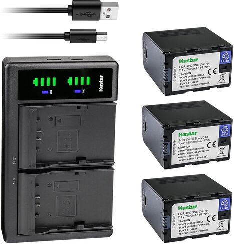 Kastar 2-Pack Battery and LTD2 USB Charger Replacement for JVC GY-HM600, GY-HM600E, GY-HM600EC, GY-HM620U, GY-HM650, GY-HM650U, GY-HM650SC, GY-HM660U, GY-HM660SC Cameras and DT-X Monitors in Saudi Arabia