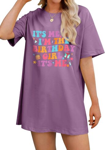 Oversize Shirt for Women It's Me Hi I'm Birthday Girl It's Me Letter Tee Shirt Party Short Sleeve Tops in Saudi Arabia