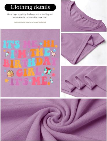 Oversize Shirt for Women It's Me Hi I'm Birthday Girl It's Me Letter Tee Shirt Party Short Sleeve Tops in Saudi Arabia