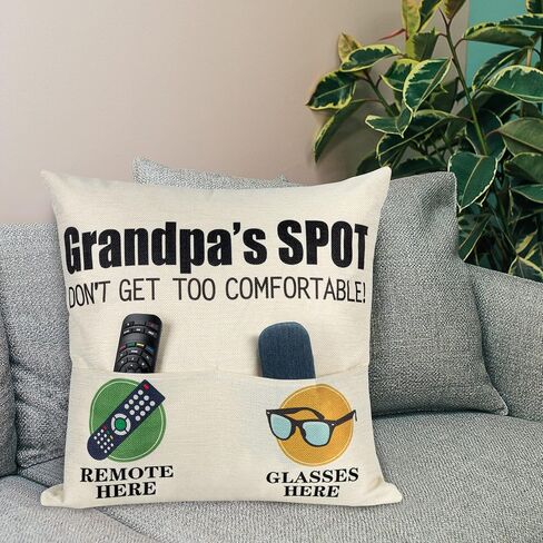 Grandpa Gifts - 2-Pocket 2-Sided Pillow Covers 18"*18" + Engraved Spoon + Socks, Fathers Day Birthday Gift for Grandfather, Papa (No Fillers) in Saudi Arabia