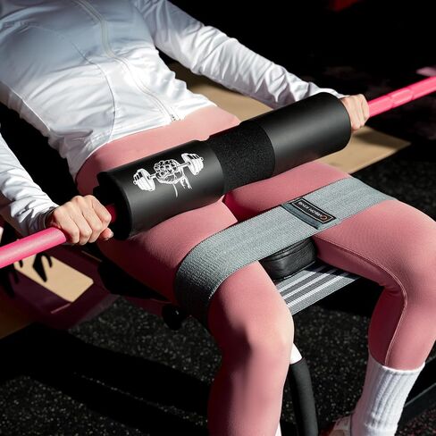 Barbell Pad Set for Squat,Hip Thrust Pad with 2 Upgraded Ankle Straps,3 Booty Bands, 2 Weightlifting Straps, Gym Pad for Hip Thrust and Carry Bag in Saudi Arabia
