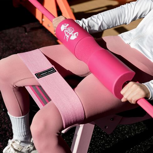Barbell Pad Set for Squat,Hip Thrust Pad with 2 Upgraded Ankle Straps,3 Booty Bands, 2 Weightlifting Straps, Gym Pad for Hip Thrust and Carry Bag in Kuwait