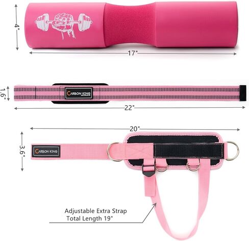 Barbell Pad Set for Squat,Hip Thrust Pad with 2 Upgraded Ankle Straps,3 Booty Bands, 2 Weightlifting Straps, Gym Pad for Hip Thrust and Carry Bag in Kuwait
