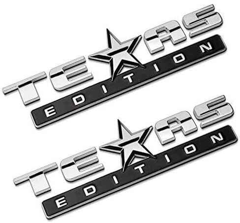 1PC Texas Edition Emblem Silver&Black/Silver&Red/All Black/Black&Red/Color American Flag&Silver/Black American Flag&Silver for Chevy Silverado Sierra Universal (All Black) in Saudi Arabia
