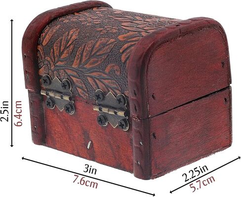 3 Inch Wooden Chest Keepsake Treasure Box for Trinkets - Set of 2 (Basket & Nature) in Saudi Arabia