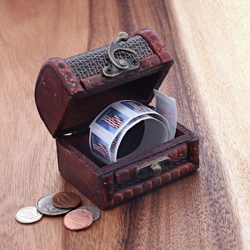 3 Inch Wooden Chest Keepsake Treasure Box for Trinkets - Set of 2 (Basket & Nature) in Saudi Arabia