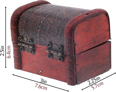 3 Inch Wooden Chest Keepsake Treasure Box for Trinkets - Set of 2 (Basket & Nature) in Saudi Arabia