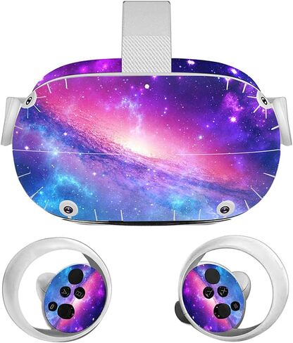 Vinyl Skin Sticker for Oculus Quest 2 VR Headset & Controllers Only, Decal Protect Virtual Reality Set Cover - Purple Galaxy in Saudi Arabia