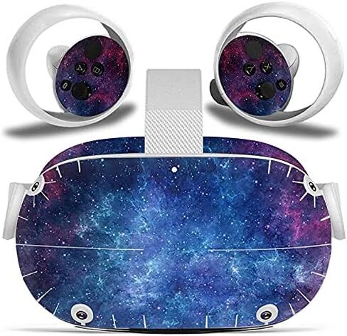 Vinyl Skin Sticker for Oculus Quest 2 VR Headset & Controllers Only, Decal Protect Virtual Reality Set Cover - Purple Galaxy in Saudi Arabia
