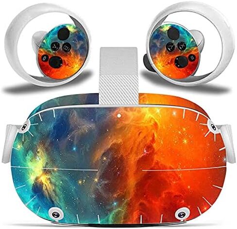 Vinyl Skin Sticker for Oculus Quest 2 VR Headset & Controllers Only, Decal Protect Virtual Reality Set Cover - Purple Galaxy in Saudi Arabia
