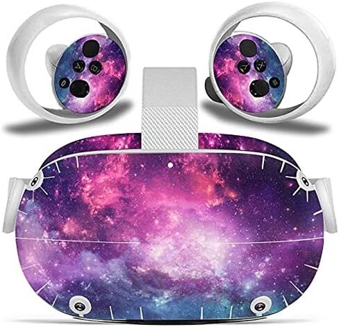 Vinyl Skin Sticker for Oculus Quest 2 VR Headset & Controllers Only, Decal Protect Virtual Reality Set Cover - Purple Galaxy in Saudi Arabia