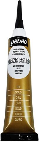 Pebeo Cerne Relief Outliner- 2 Pack Gold Paint Dimensional Color Relief Paste- Mixed Media & Modern Art Supplies Relief Paint Set for Stained Glass Art, Craft Embellishments, Outline in Color, E-book in Saudi Arabia