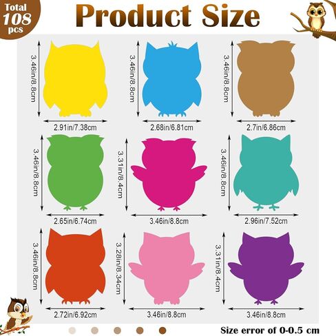 Geyee 108 Pcs Owl Bulletin Board Decorations Set Colorful Owl Cutouts for Bulletin Board Owls Themed Bulletin Board Supplies for Party School Classroom Bulletin Board Craft Home Wall Decoration in Saudi Arabia