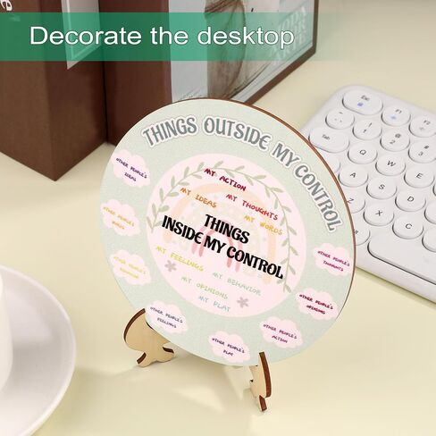 NQEUEPN Feelings Wheel with Stand, 5.51 Inch Double-Sided Emotion Mental Health Mood Wheel Chart Wooden Feelings Wheel Gift for Women Men Home Office Decor (Colorful) in Saudi Arabia