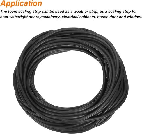 شريط ختم الطقس المطاطي الرغوي من uxcell، قطر 5 مم (0.20 بوصة) × 15 مترًا (49.21 قدمًا) مطاط صلب EPDM مستدير طويل لتقليل الضوضاء والصدمات والاحتكاك in Saudi Arabia