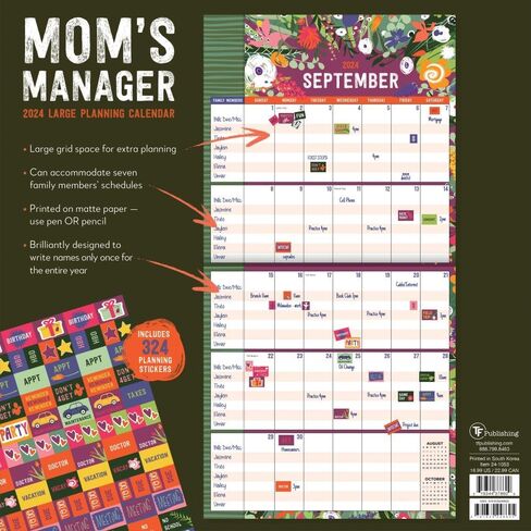 TF النشر، تقويم الحائط لعام 2024 من Moms Manager in Saudi Arabia