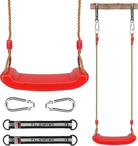 Luckit Swing Set Children Swing Plastic Swings with Easy Install Adjustable Rope Safe & Durable Child Swing for Children Kids Boys Girls Indoor/Outdoor/Playground/Home/Tree (Orange, Plastic) in Kuwait