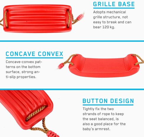 Luckit Swing Set Children Swing Plastic Swings with Easy Install Adjustable Rope Safe & Durable Child Swing for Children Kids Boys Girls Indoor/Outdoor/Playground/Home/Tree (Orange, Plastic) in Kuwait