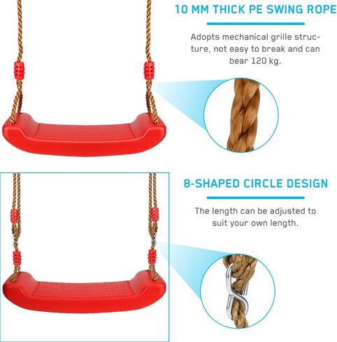 Luckit Swing Set Children Swing Plastic Swings with Easy Install Adjustable Rope Safe & Durable Child Swing for Children Kids Boys Girls Indoor/Outdoor/Playground/Home/Tree (Orange, Plastic) in Kuwait