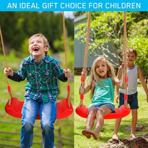 Luckit Swing Set Children Swing Plastic Swings with Easy Install Adjustable Rope Safe & Durable Child Swing for Children Kids Boys Girls Indoor/Outdoor/Playground/Home/Tree (Orange, Plastic) in Kuwait