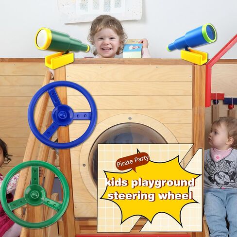 4 Pack Playground Accessories Playset Steering Wheel Plastic Toy Telescope Swing Set Accessory Playground Equipment for Outdoor Playground Playhouse Treehouse (Green,Blue) in Saudi Arabia