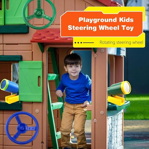 4 Pack Playground Accessories Playset Steering Wheel Plastic Toy Telescope Swing Set Accessory Playground Equipment for Outdoor Playground Playhouse Treehouse (Green,Blue) in Saudi Arabia