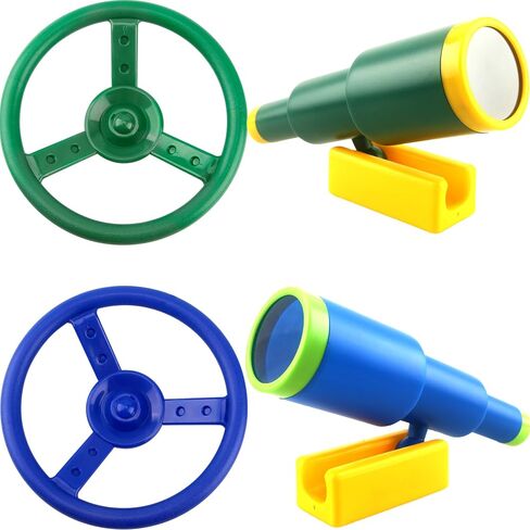 4 Pack Playground Accessories Playset Steering Wheel Plastic Toy Telescope Swing Set Accessory Playground Equipment for Outdoor Playground Playhouse Treehouse (Green,Blue) in Saudi Arabia