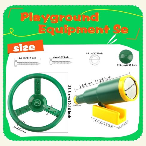 4 Pack Playground Accessories Playset Steering Wheel Plastic Toy Telescope Swing Set Accessory Playground Equipment for Outdoor Playground Playhouse Treehouse (Green,Blue) in Saudi Arabia