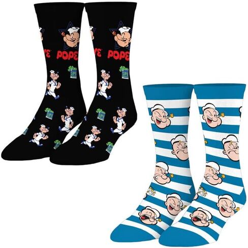 Odd Sox Popeye 2 Pack Fun Crew Socks for Men, Funny Gift, Mix & Match in Saudi Arabia