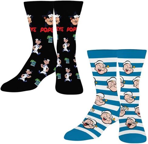 Odd Sox Popeye 2 Pack Fun Crew Socks for Men, Funny Gift, Mix & Match in Saudi Arabia