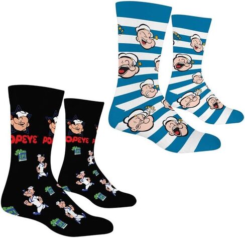 Odd Sox Popeye 2 Pack Fun Crew Socks for Men, Funny Gift, Mix & Match in Saudi Arabia