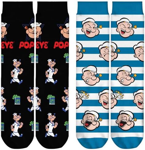 Odd Sox Popeye 2 Pack Fun Crew Socks for Men, Funny Gift, Mix & Match in Saudi Arabia