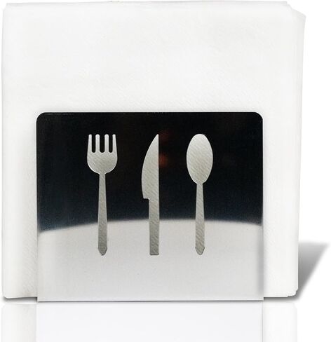 Amador Metal Napkin Holder | Stainless Steel Cocktail Tiny Table Napkin Holder | Standing Napkin Holder for Kitchen - Table Decor Outdoor Silver Napkin Holder (TS-5) in Saudi Arabia