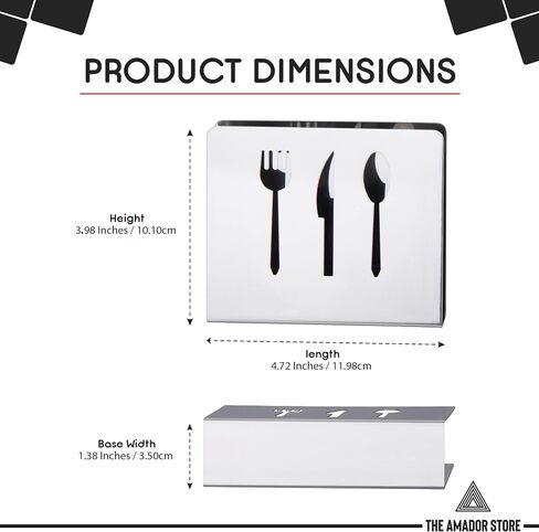 Amador Metal Napkin Holder | Stainless Steel Cocktail Tiny Table Napkin Holder | Standing Napkin Holder for Kitchen - Table Decor Outdoor Silver Napkin Holder (TS-5) in Saudi Arabia