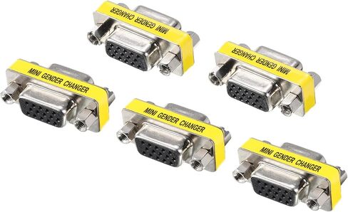 MECCANIXITY VGA Coupler VGA Gender Changer Connector 15 Pin Female to Female VGA محول تحويل لموسع الكابل، حزمة من 5 in Saudi Arabia