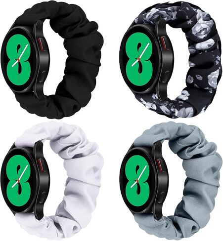 20mm 22mm Watches Width Printed Single Ring Scrunchies Band, Elegant Ladies Elastic Replacement Band, Elastic Band with Quick Release. Suitable for Samsung Galaxy Watch Active 2 44mm 40mm/Galaxy Watch 3 45mm/Galaxy Watch 46mm/Galaxy Watch 5 Pro 45mm/Galax in Saudi Arabia