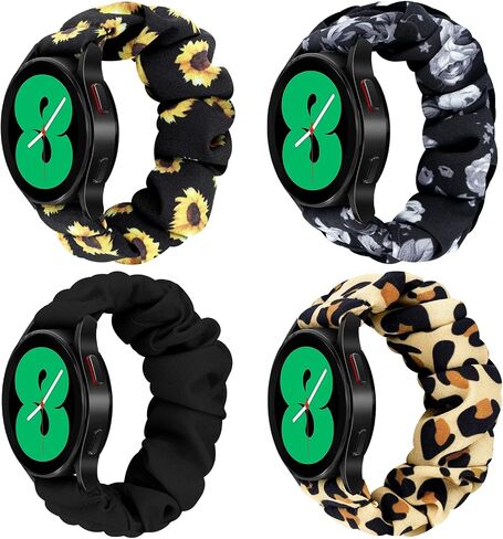 20mm 22mm Watches Width Printed Single Ring Scrunchies Band, Elegant Ladies Elastic Replacement Band, Elastic Band with Quick Release. Suitable for Samsung Galaxy Watch Active 2 44mm 40mm/Galaxy Watch 3 45mm/Galaxy Watch 46mm/Galaxy Watch 5 Pro 45mm/Galax in Saudi Arabia